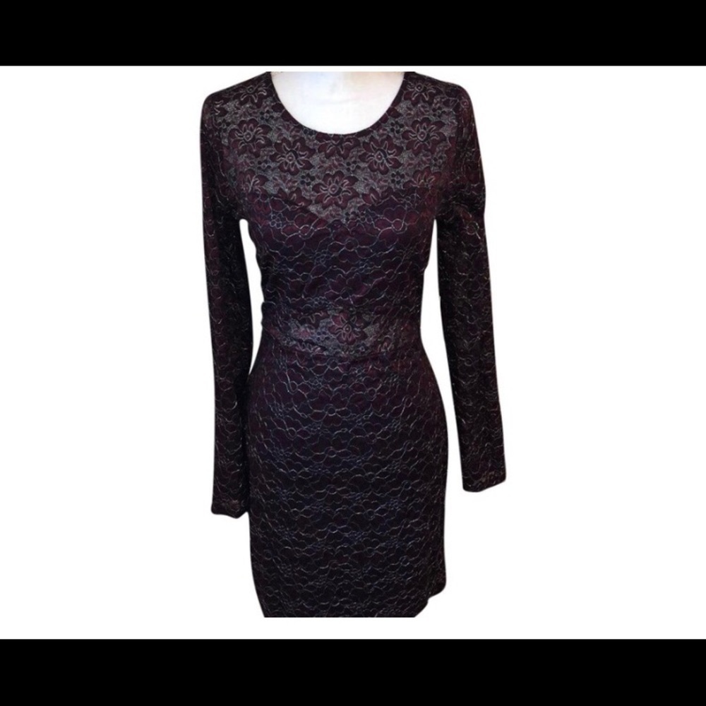 Express NWT Burgundy and Silver Cocktail Dress - Picture 3 of 6